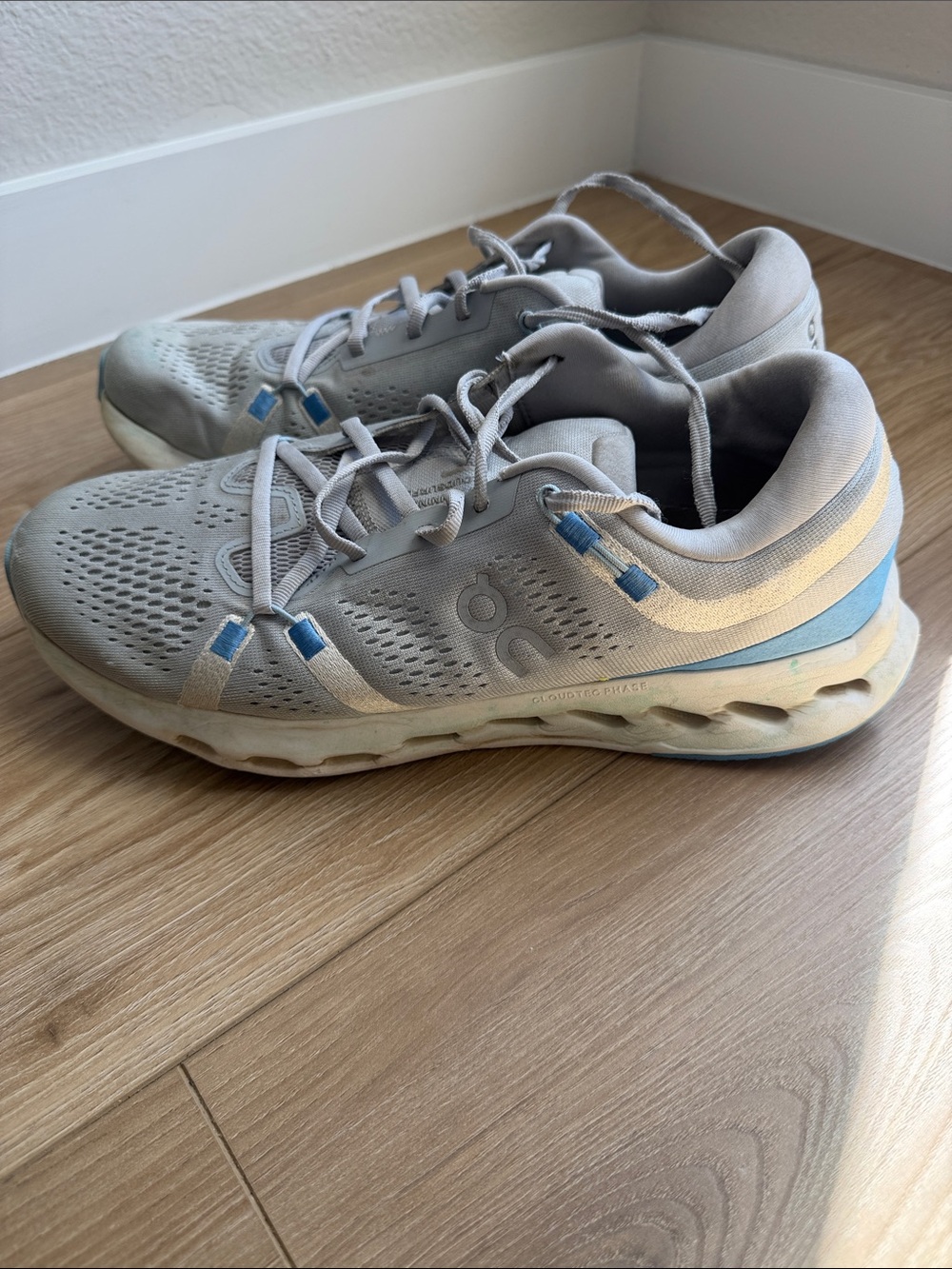On Running Men's Light Gray and Light Blue Running Sneakers
